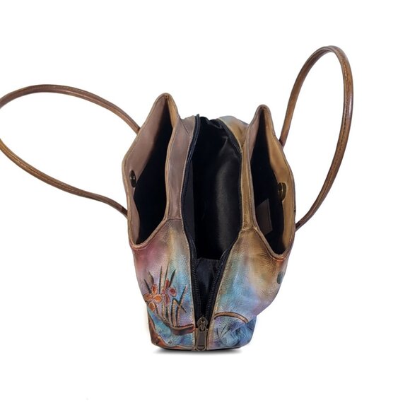 VTG Anuschka Bag Small Shoulder Organizer Purse Handpainted Leather *EXCELLENT* - Picture 5 of 11